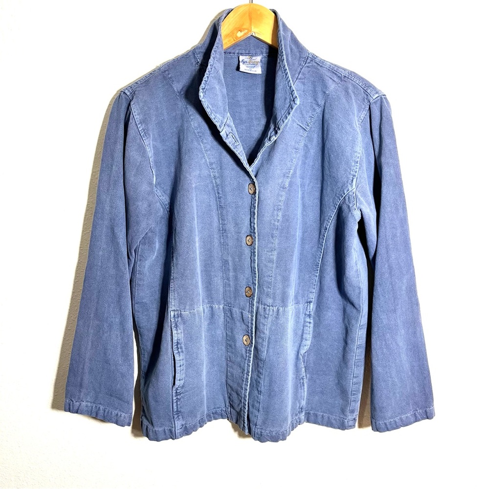 Sea Breeze 100% cotton Casual Women's Blue Button-Up Jacket sz S coastal